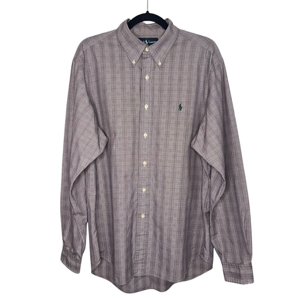 Polo Ralph Lauren Men’s Large 16 1/2 Classic Fit Button Down Shirt Purple Plaid